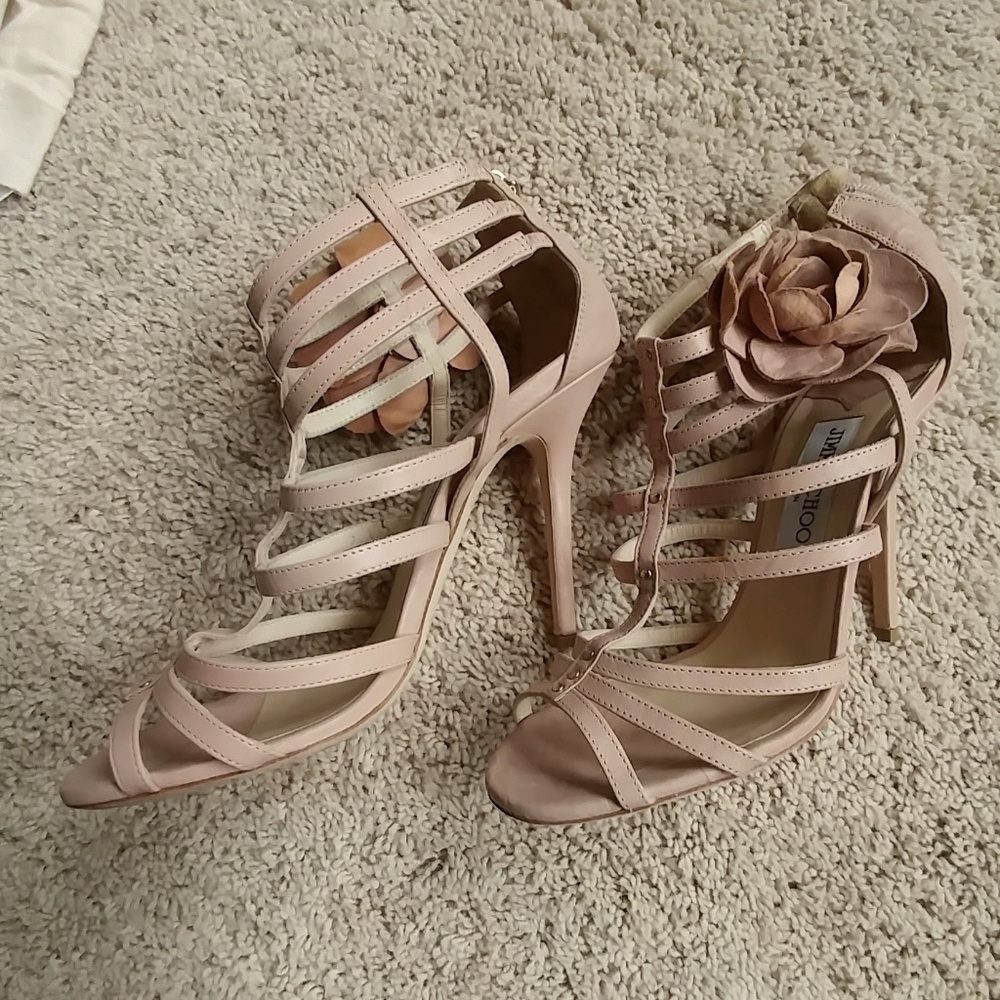 Jimmy Choo distressed leather sandals. All Offers Welcome
